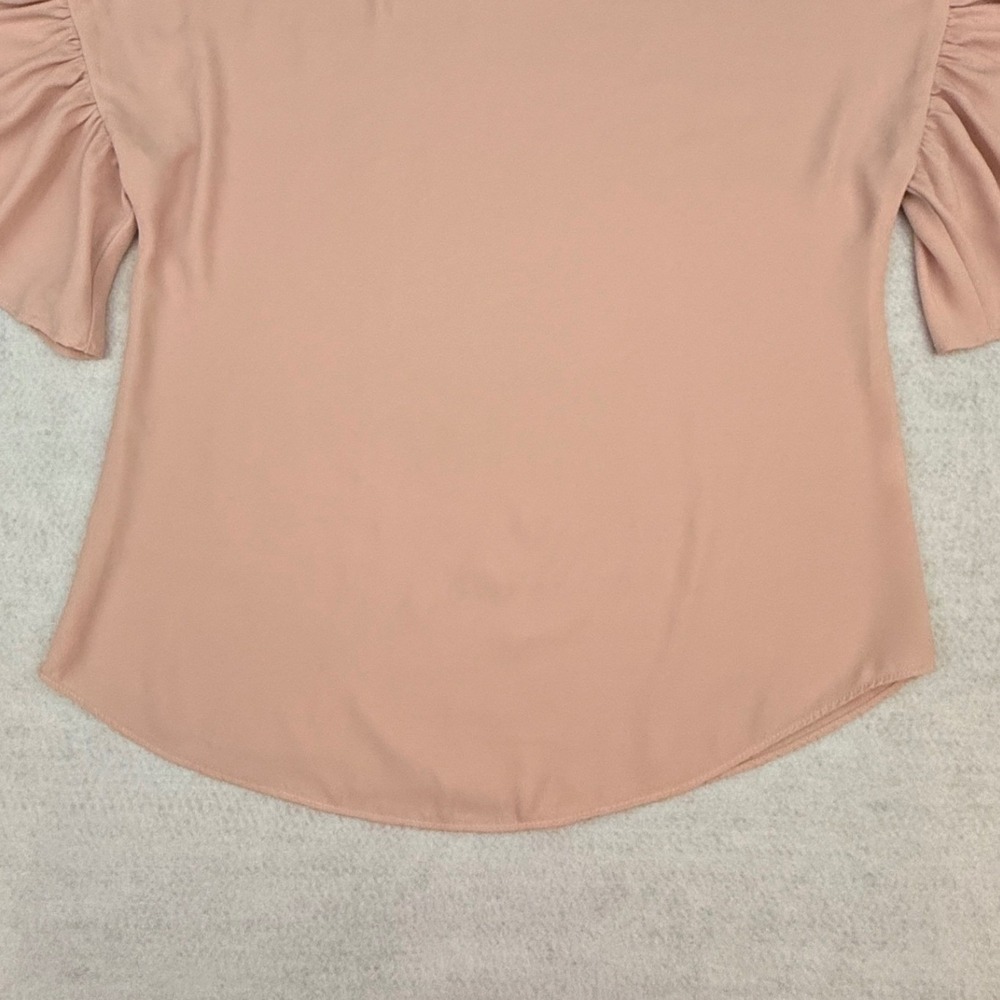 Amanda Uprichard Blouse Womens Small Pink Ruffle Sleeve Scoop Neck Solid - Picture 4 of 10